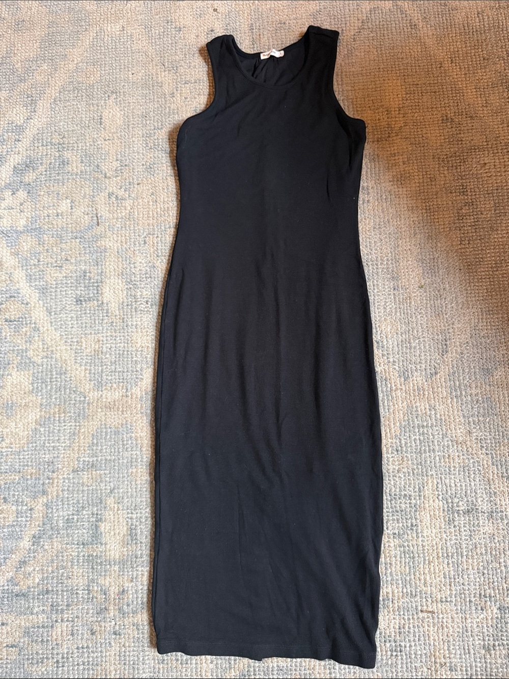Marine Layer Black Lexi Rib Sleeveless Midi Dress